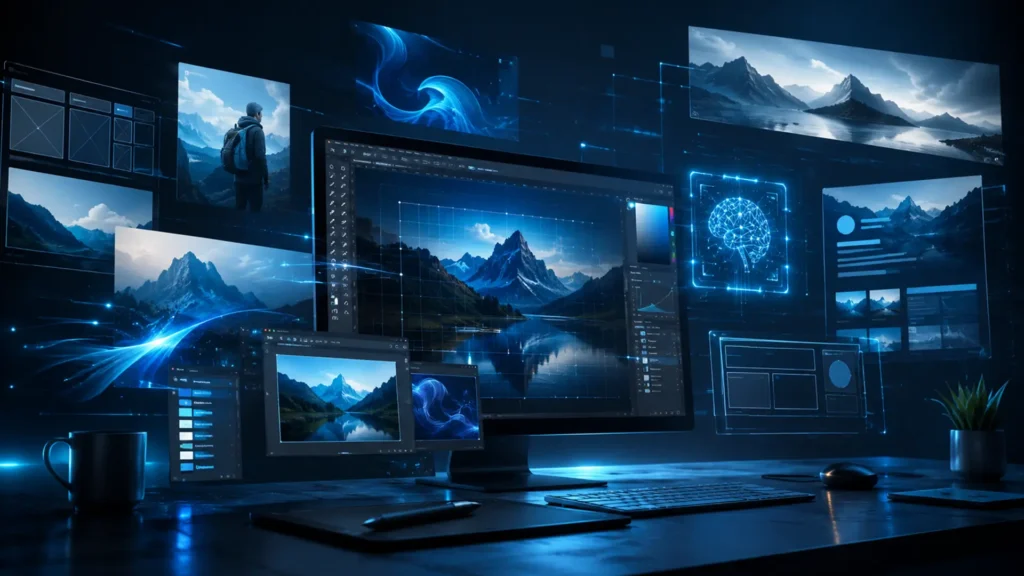 Photoshop AI для веба, создание баннеров, hero-изображений и mockup-сцен