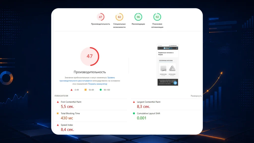 Мобильный PageSpeed Prompotolok.ru до технической переработки сайта Мобильный PageSpeed Prompotolok.ru до технической переработки сайта
