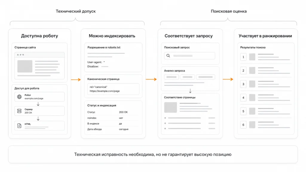 Техническое SEO и поисковое ранжирование Разница между технической доступностью и факторами ранжирования
