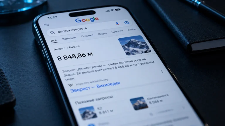 Быстрый ответ со ссылкой на источник в поисковой выдаче на смартфоне