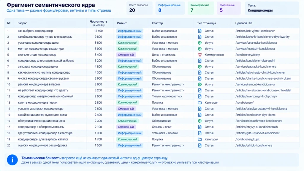 Информационные запросы в семантическом ядре Семантическое ядро с информационными поисковыми запросами