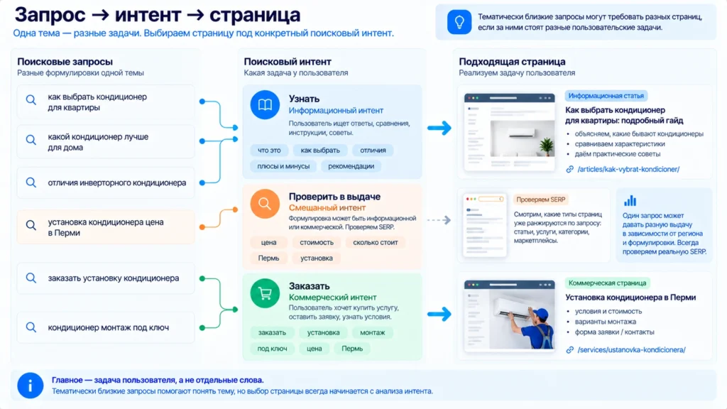 Как выбрать страницу под информационный запрос Связь поискового запроса, интента и подходящей страницы
