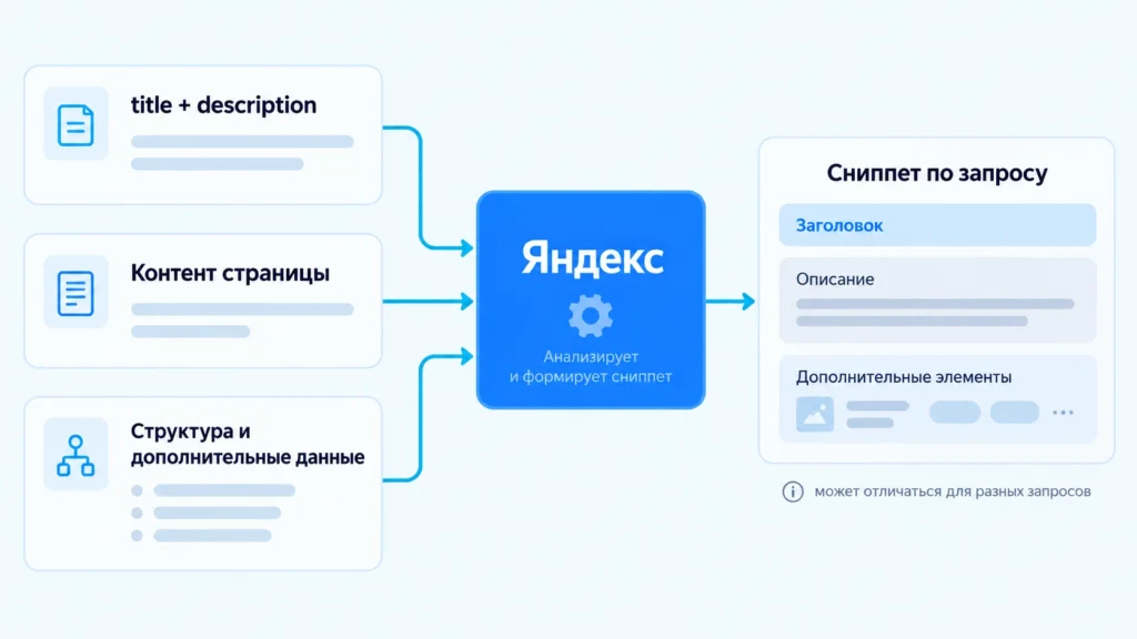 Источники данных для формирования сниппета Яндекса