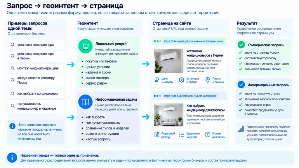 Как распределять локальные запросы по страницам Связь локального запроса, геоинтента, региона и целевой страницы