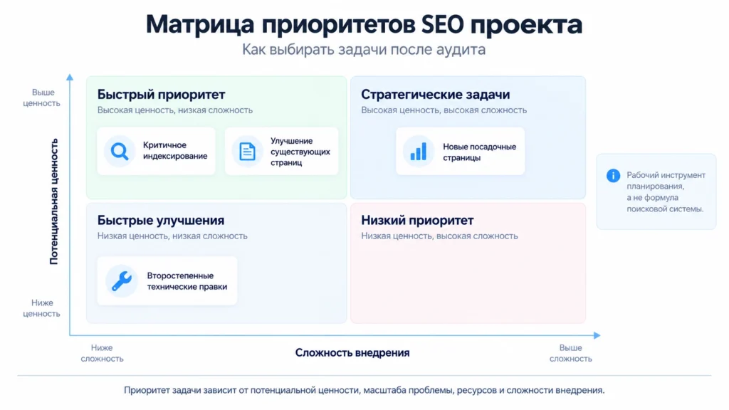Как расставлять приоритеты в SEO стратегии Матрица выбора приоритетов SEO стратегии