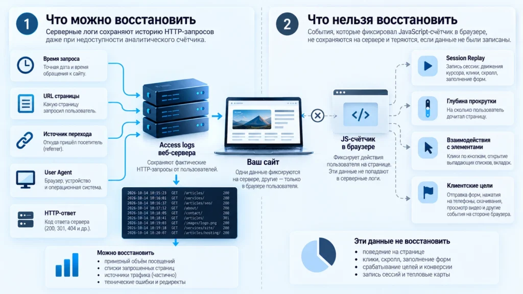 Какие данные можно и нельзя восстановить после сбоя аналитики