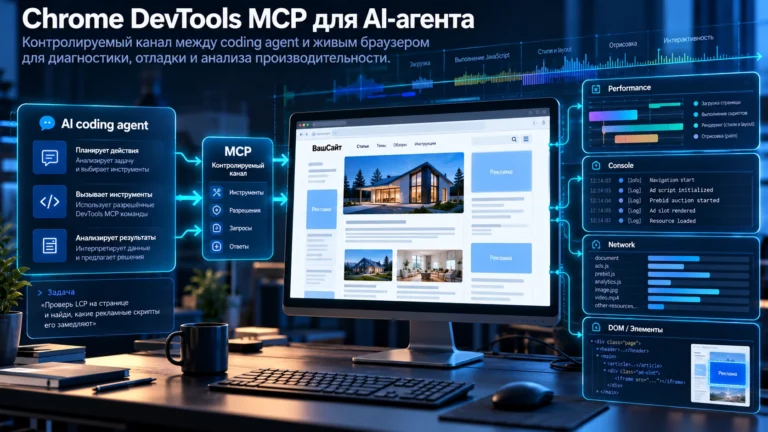 Chrome DevTools MCP: как подключить ИИ-агента к браузеру для диагностики сайта