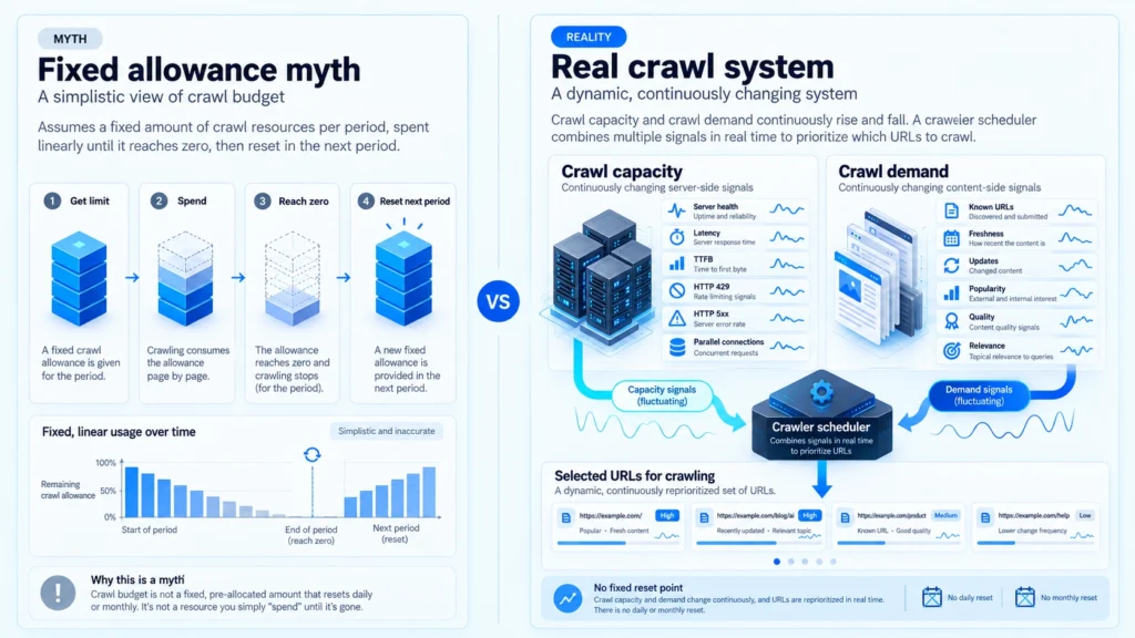 Фиксированный бюджет обхода и реальная динамическая модель crawl budget