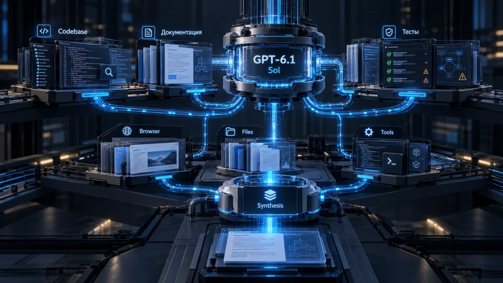GPT-6.1 Sol распределяет задачи между параллельными AI-subagents