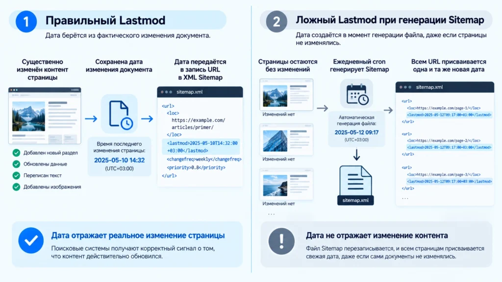 Сравнение правильного Lastmod и даты, созданной только при генерации Sitemap