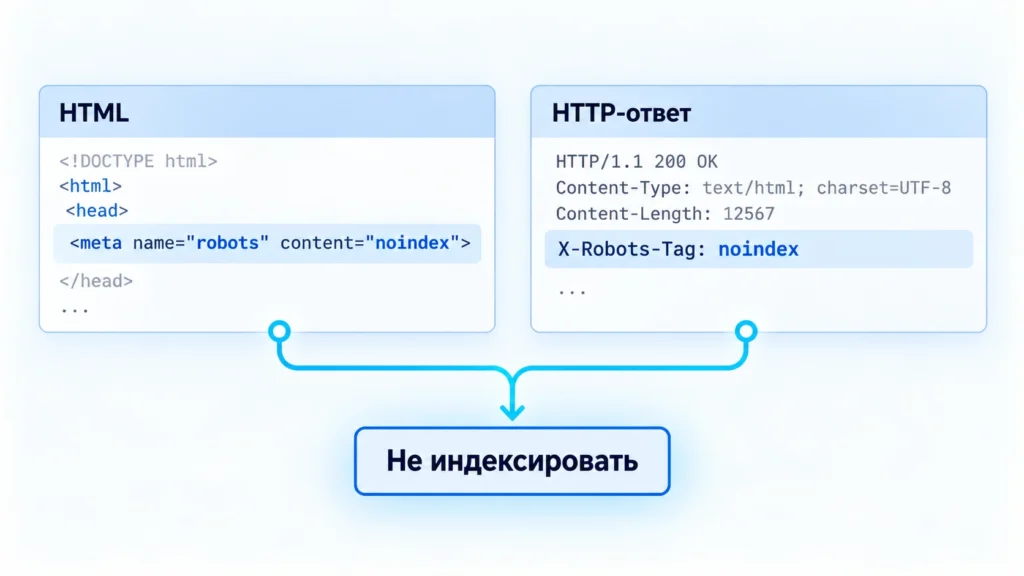 Сравнение Meta robots в HTML и заголовка X-Robots-Tag