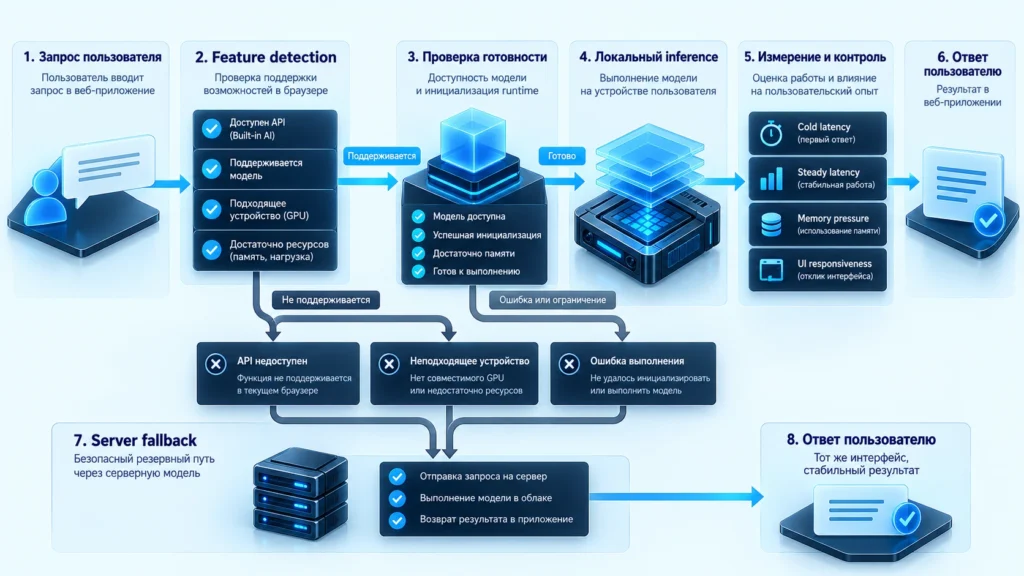 Проверка поддержки локального AI и fallback в веб-приложении