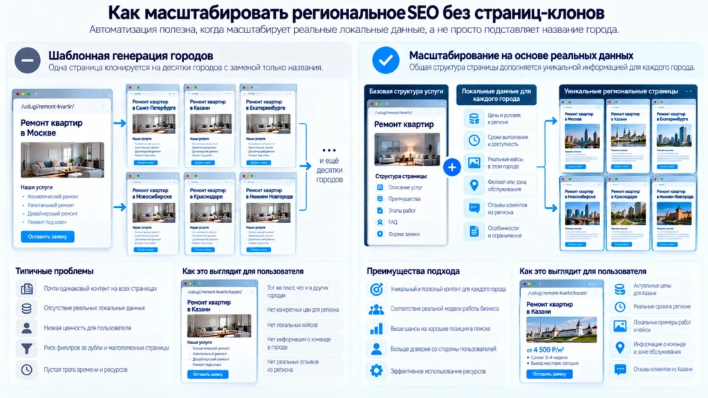 Шаблонные и полезные региональные страницы услуг