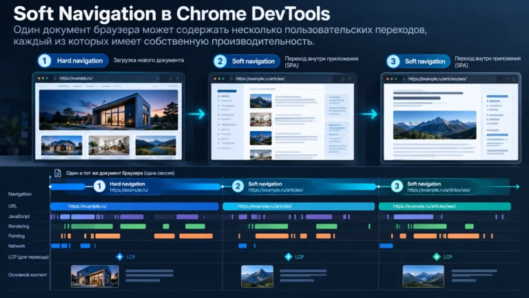 Soft Navigation в Chrome DevTools: как измерять производительность динамических сайтов
