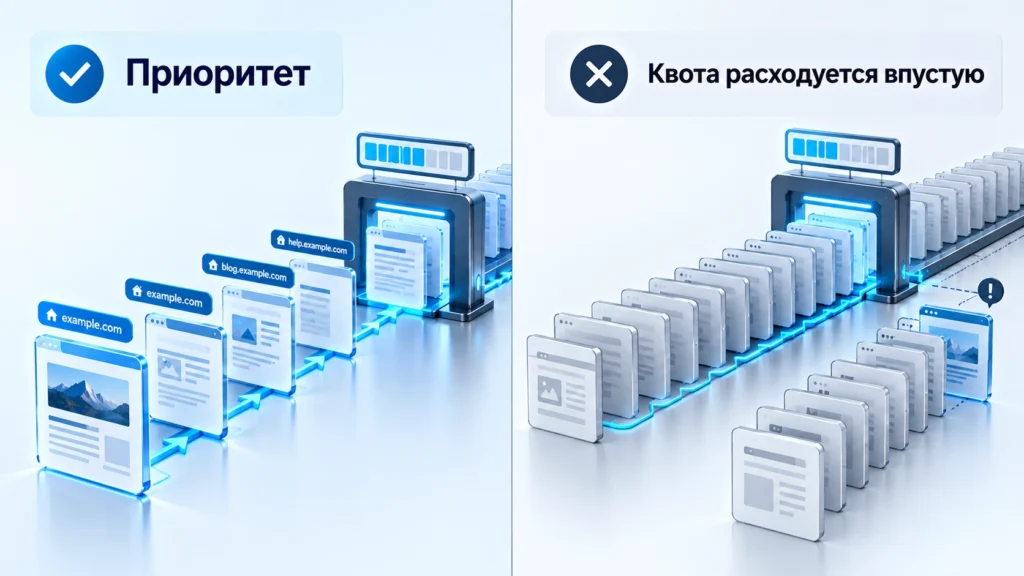 Сравнение правильного и неэффективного использования квоты переобхода